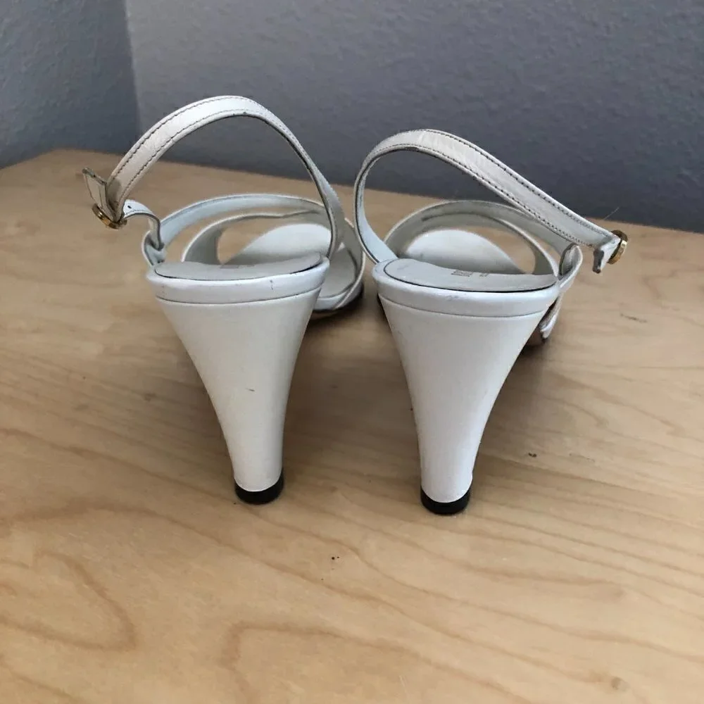 BRUNO MAGLI White Leather Slingback Heels Women's size 6.5 AA Made in Italy